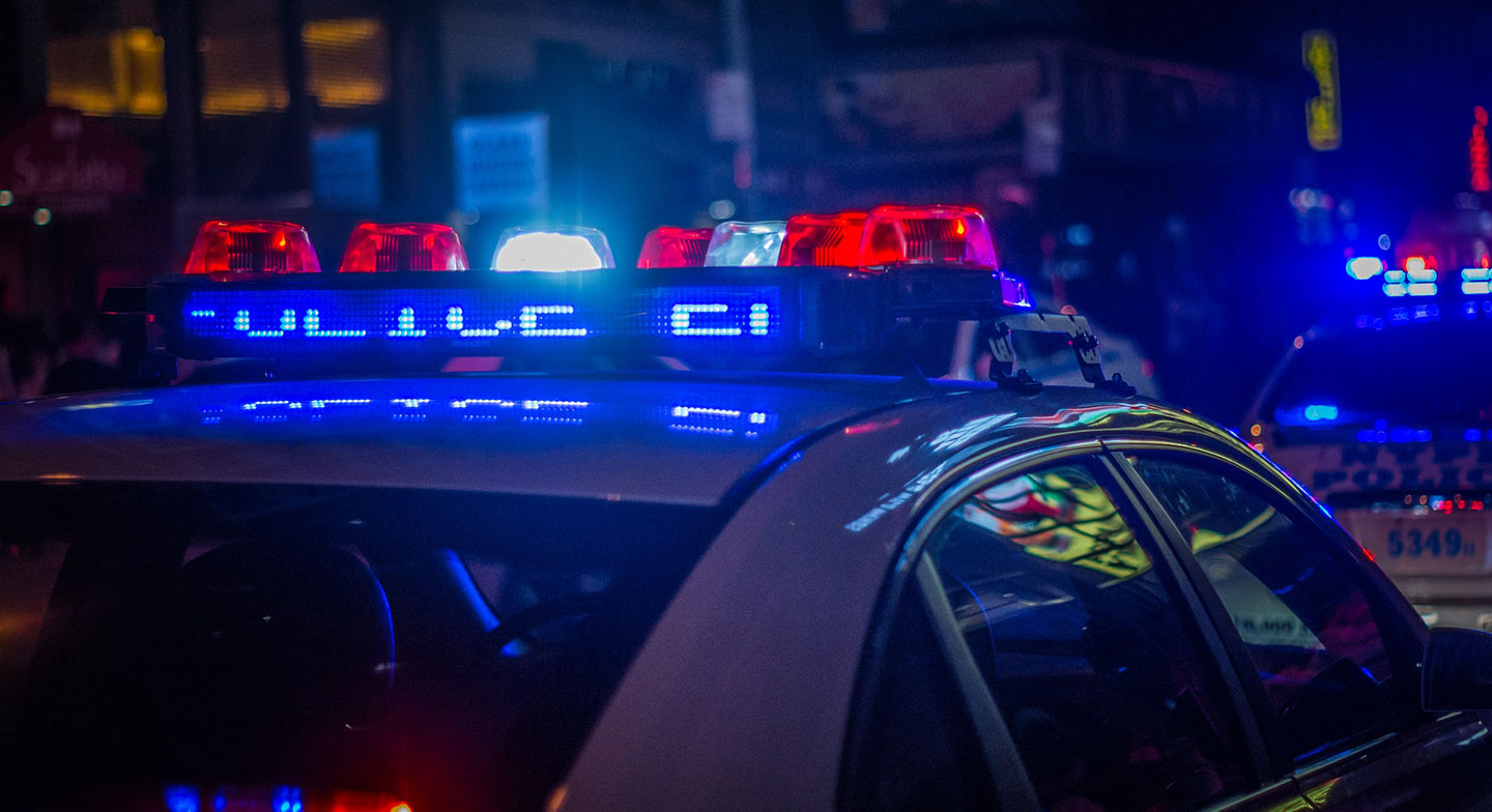 Blue lights police car