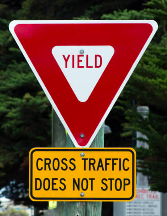 What does it mean to yield the right of way?