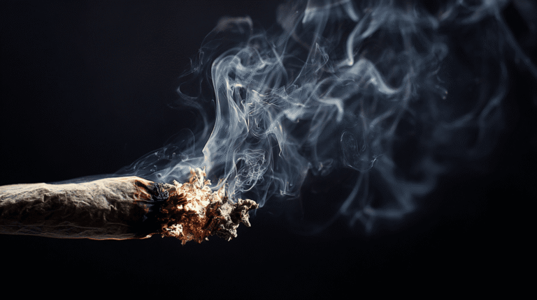 smoke rising from a burning marijuana blunt