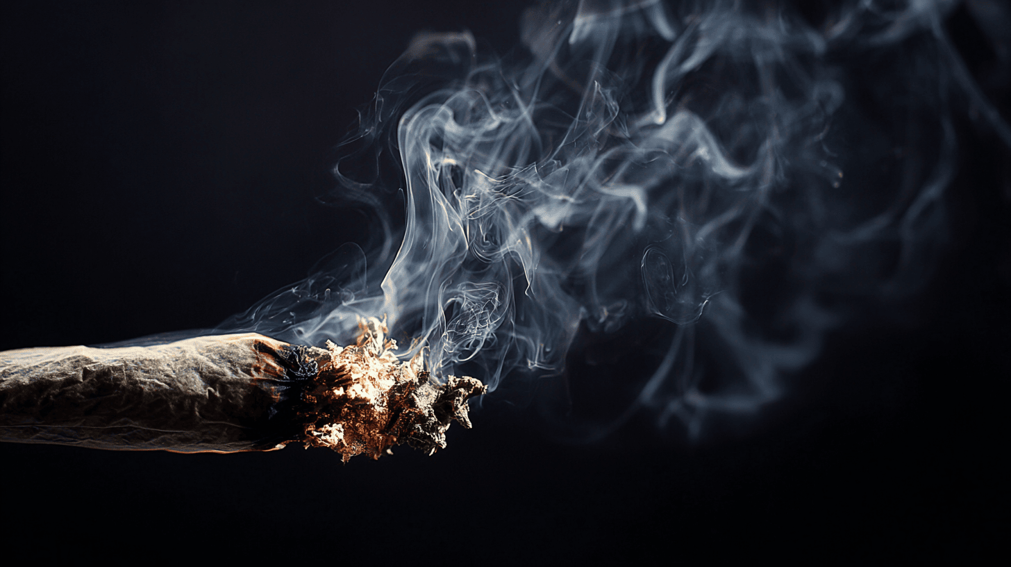 smoke rising from a burning marijuana blunt